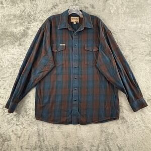Powder River‎ Outfitters Snap Flannel Shirt Mens L Multicolor Plaid Long Sleeve